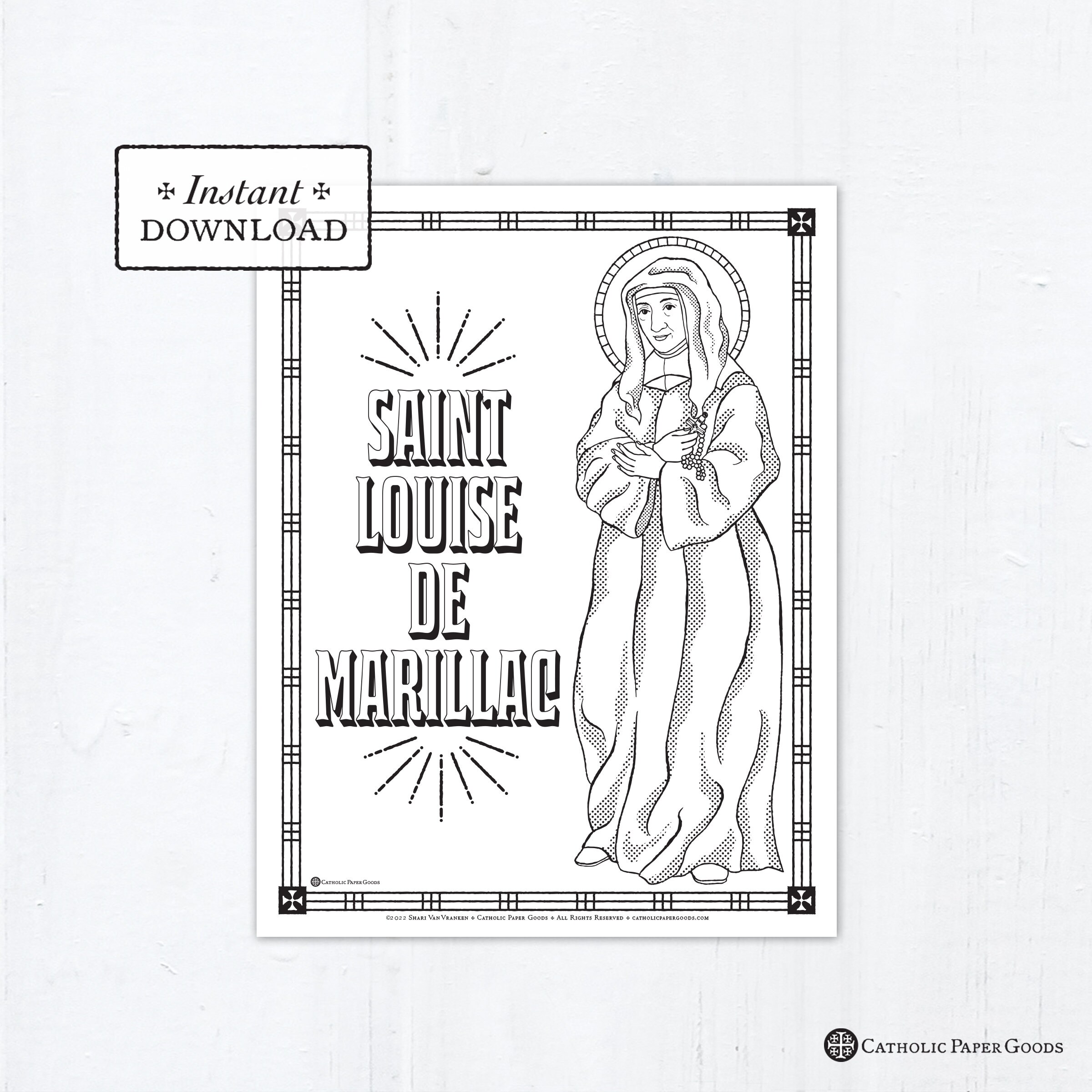Saint Louise De Marillac Catholic Coloring Page Daughters Of Charity 