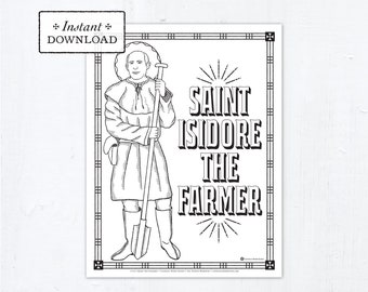 Saint Isidore the Farmer Catholic Coloring Page - Catholic Saints - Printable Coloring Page - Digital - PDF