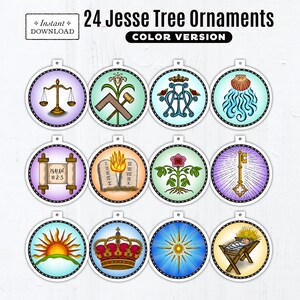 24 Jesse Tree Printable Color Ornaments PDF, Full Color Ornaments ...