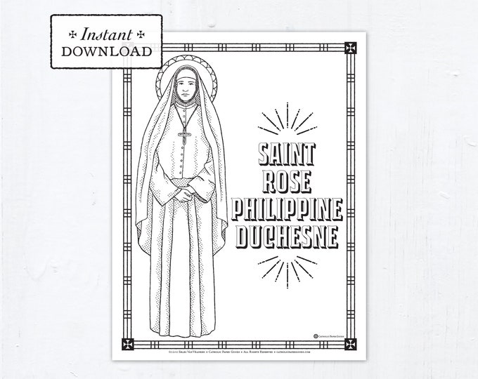 Catholic Coloring Page - Saint Rose Philippine Duchesne - Catholic Saints - Printable Coloring Page - Digital - PDF