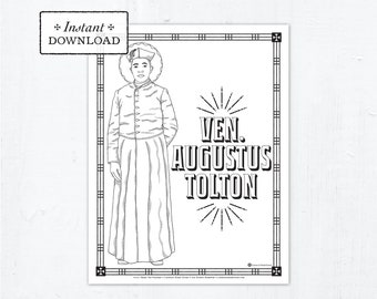 Catholic Coloring Page, Venerable Augustus Tolton Coloring Page, Catholic Saints, Printable Coloring Page, Digital Coloring Page, PDF