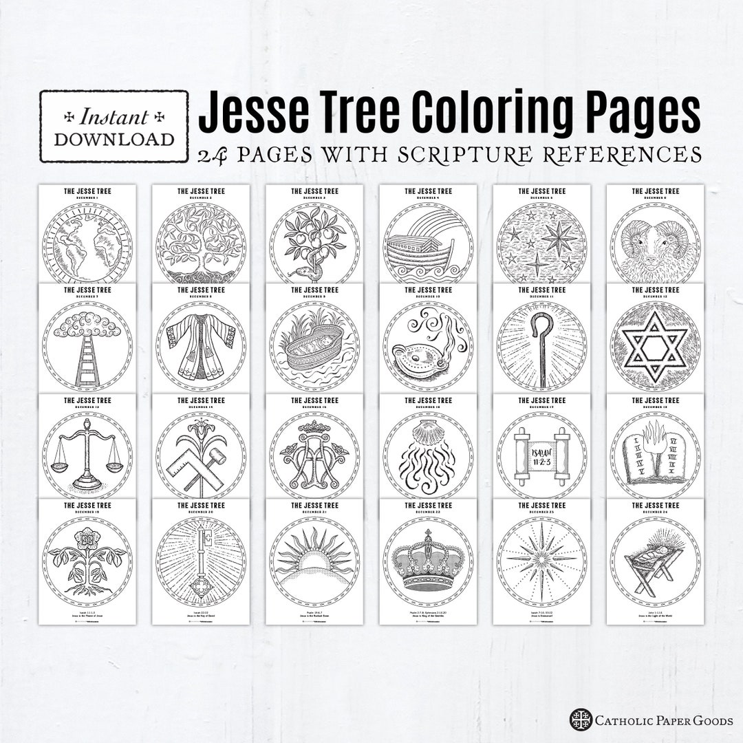 24 Jesse Tree Printable Coloring Pages, Catholic Advent Coloring Pages ...