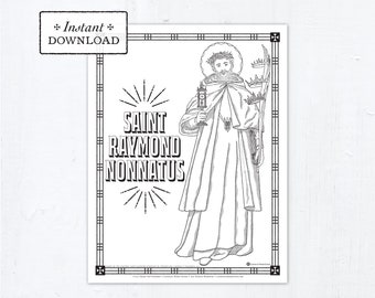 Catholic Coloring Page, Saint Raymond Nonnatus Coloring Page, Catholic Saints, Printable Coloring Page, Digital Coloring Page, PDF