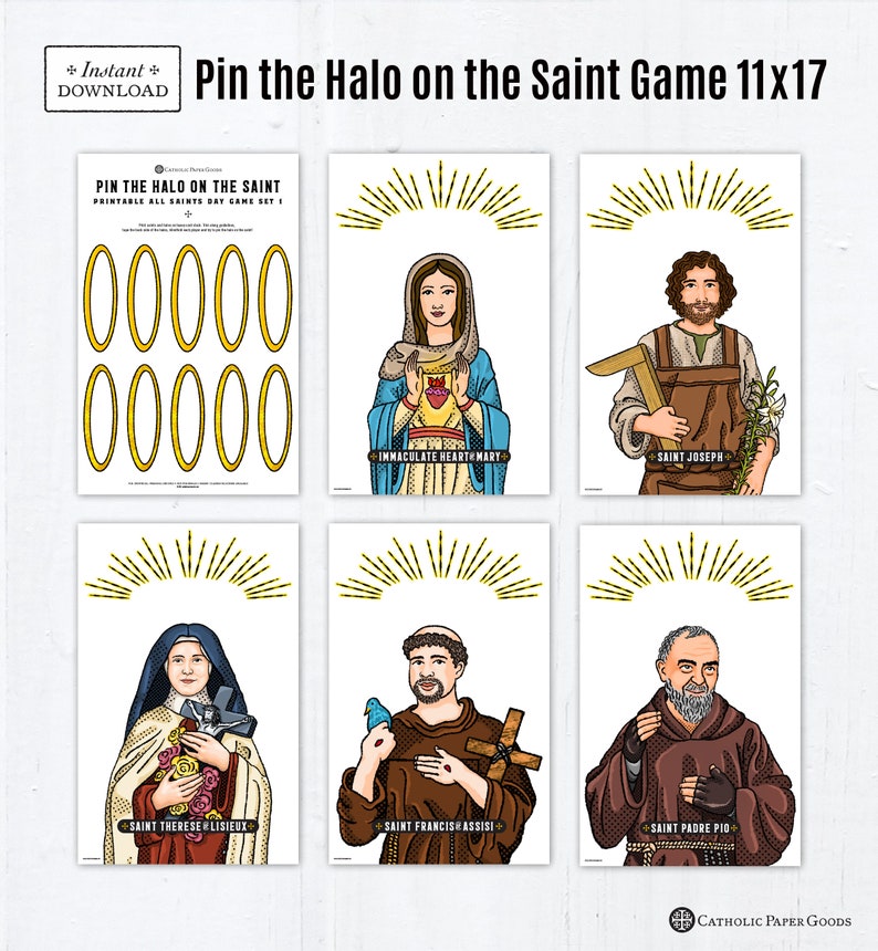 Pin the Halo on the Saint Game All Saints Day Catholic Games - Etsy