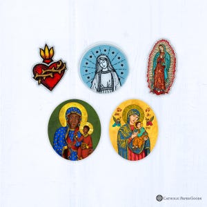 Sacred Heart, Our Lady of Guadalupe, Blessed Virgin Mary, Our Lady of Perpetual Help, Our Lady of Czestochowa Acrylic Pin Lapel Pin