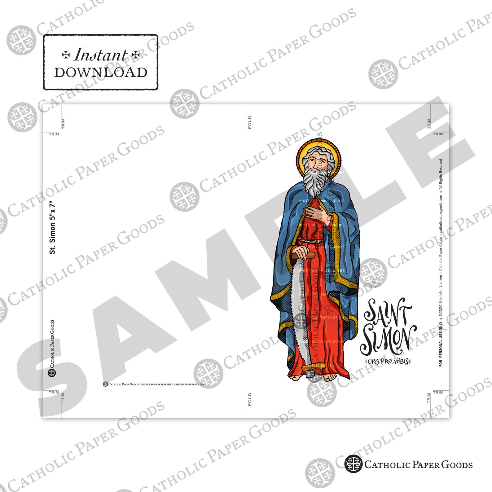 Saint Simon Art Print: Catholic Confirmation Gift (DIY Downloadable PDF ...