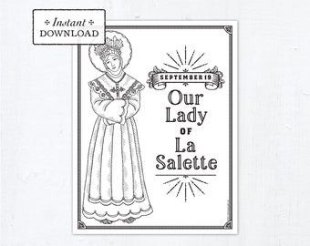 Catholic Coloring Page - Our Lady of La Salette - Catholic Saints - Printable Marian Coloring Page - Digital - PDF