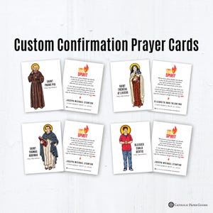 Custom Catholic Confirmation Prayer Cards, Printable Template PDF 4.25"x5.5" Confirmation Keepsake, Confirmation Saint Confirmation Gift