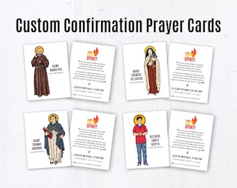 Custom Catholic Confirmation Prayer Cards, Printable Template PDF 4.25"x5.5" Confirmation Keepsake, Confirmation Saint Confirmation Gift
