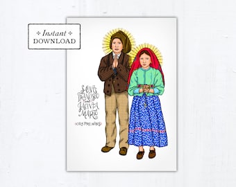 Saints Francisco & Jacinta Marto Catholic Greeting Card, Art Print, Catholic Saints, Printable 5x7, Our Lady of Fatima, Miracle of the Sun
