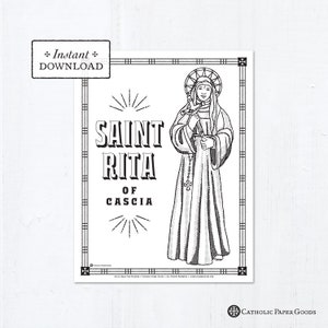 Catholic Coloring Page - Saint Rita of Cascia - Catholic Saints - Printable Coloring Page - Digital - PDF
