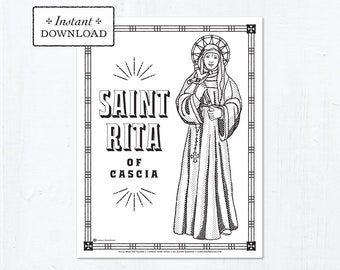 Catholic Coloring Page - Saint Rita of Cascia - Catholic Saints - Printable Coloring Page - Digital - PDF
