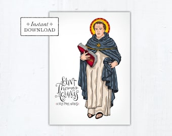 St. Thomas Aquinas Catholic Art Print: Confirmation Gift (Printable PDF)