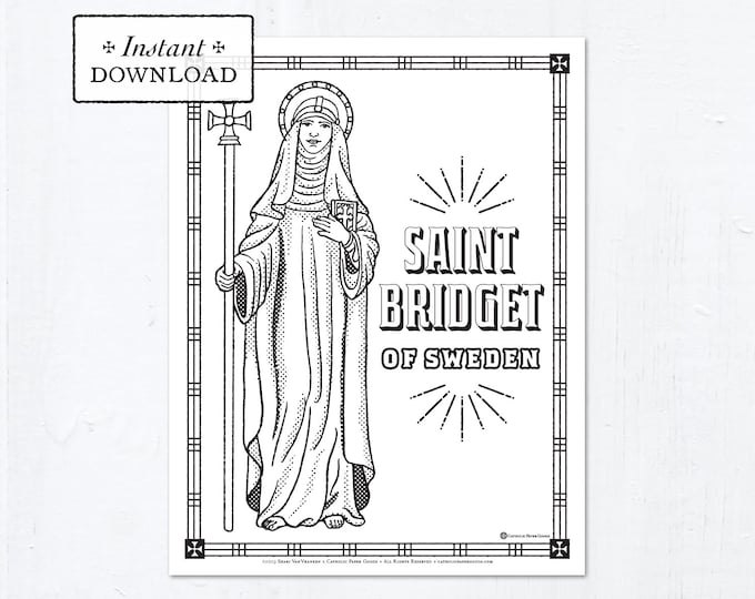 Catholic Coloring Page - Saint Bridget of Sweden - Catholic Saints - Printable Coloring Page - Digital - PDF