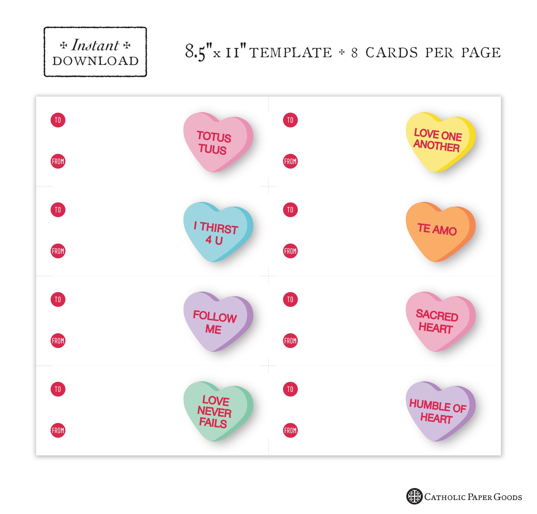 Conversation Hearts - Free Printable Download