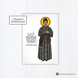 St. Josephine Bakhita Card - Art Print - Instant Download - DIY Downloadable PDF 5&quot;x7&quot;
