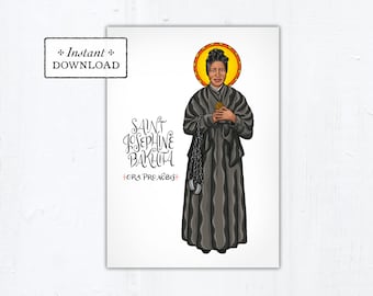 St. Josephine Bakhita Card - Art Print - Instant Download - DIY Downloadable PDF 5"x7"