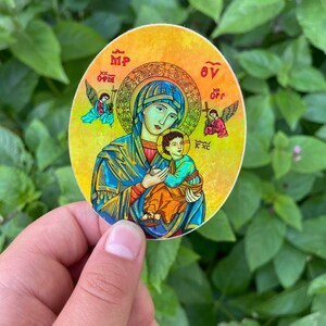 Marian Stickers, Our Lady of Czestochowa, Virgin Mary Oval, Auspice Maria, Our Lady of Perpetual Help, Immaculate Heart of Mary Vinyl 3 image 3