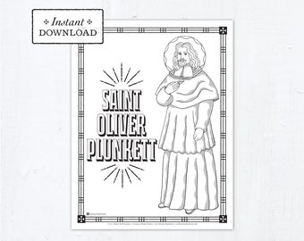 Saint Oliver Plunkett Catholic Coloring Page - Catholic Saints - Printable Coloring Page - Digital - PDF