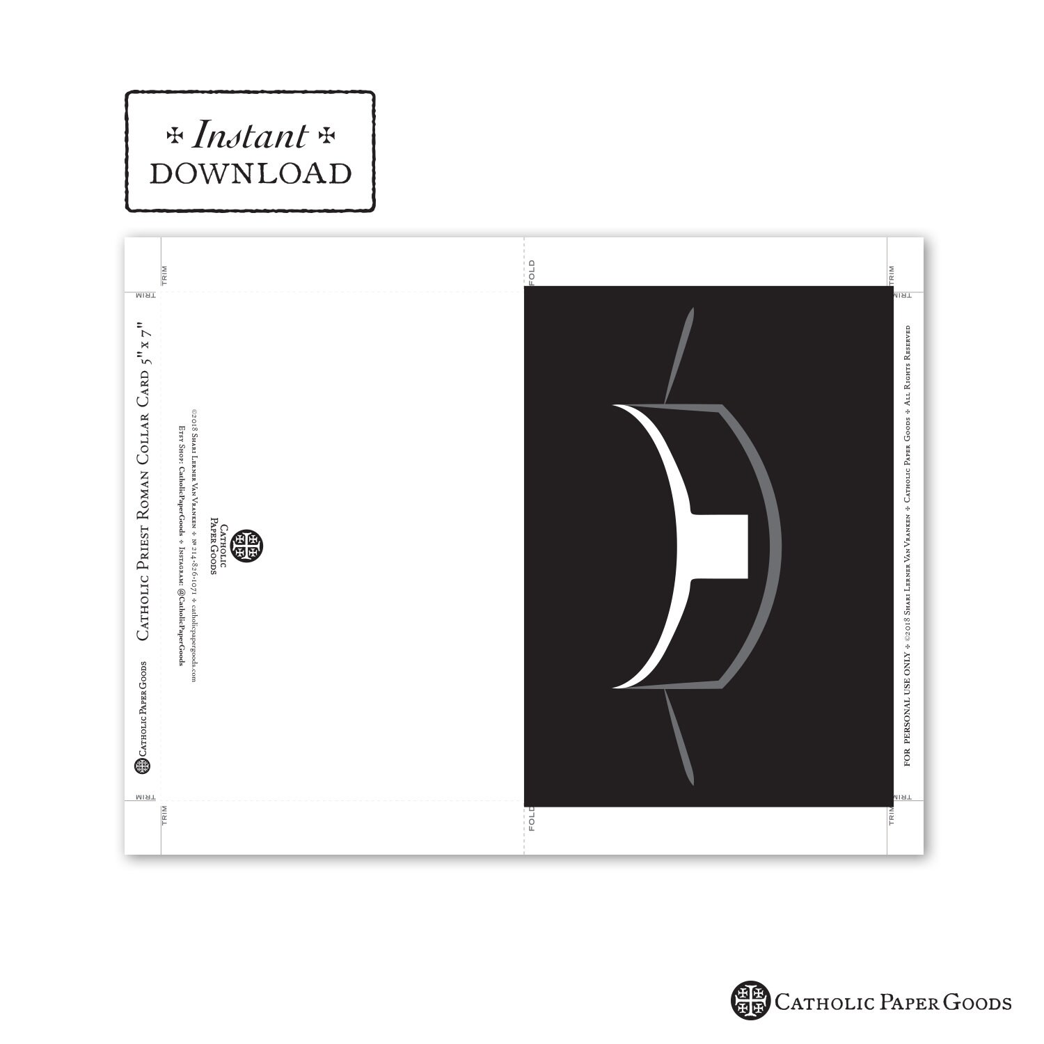 Greeting Card for Catholic Priest - Roman Collar - Instant Download ...
