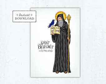 Saint Benedict Card & Art Print: Catholic Confirmation Gift (PDF)