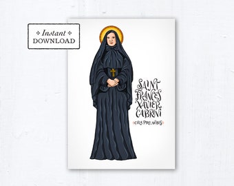 Saint Frances Xavier Cabrini Card, Art Print, Instant Download, PDF 5x7 Printable Saint Print Confirmation Gift Baptism Mother Cabrini