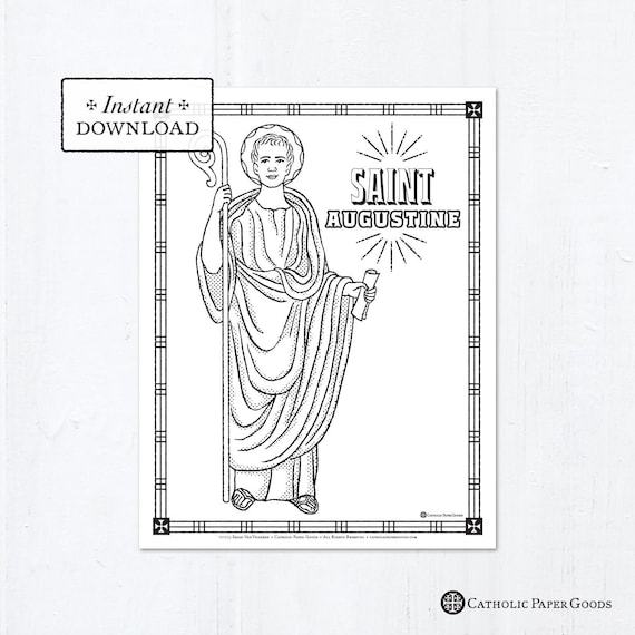 Catholic Coloring Page Saint Augustine Catholic Saints | Etsy