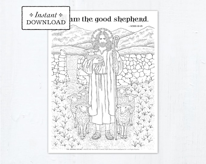 Featured listing image: Good Shepherd Sunday Printable Coloring Page (PDF) Jesus the Good Shepherd