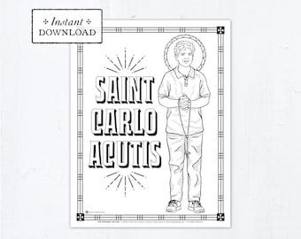 Saint Carlo Acutis Coloring Page, Catholic Saints, Printable Coloring Page, Catholic Coloring Page, Carlo Acutis Coloring Page