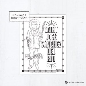 Catholic Coloring Page - Saint Jose Sanchez del Rio - Catholic Saints - Printable Coloring Page - Digital - PDF José Sánchez del Río