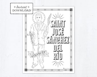 Catholic Coloring Page - Saint Jose Sanchez del Rio - Catholic Saints - Printable Coloring Page - Digital - PDF José Sánchez del Río