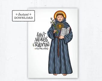 Saint Nicholas of Tolentino Art Print & Greeting Card: Catholic Confirmation Gift (DIY Downloadable PDF)