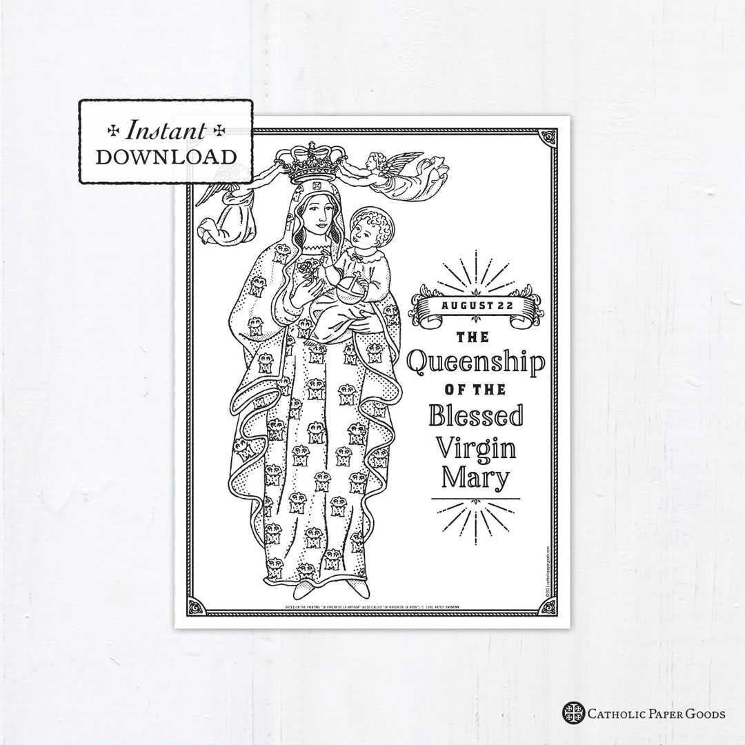 Catholic Coloring Page - the Queenship of Mary - Catholic Saints ...