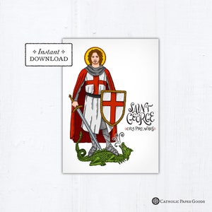 St. George Card - Art Print - Instant Download - DIY Downloadable PDF 5&quot;x7&quot;
