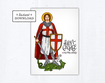 St. George Card - Art Print - Instant Download - DIY Downloadable PDF 5"x7"