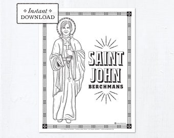 Catholic Coloring Page - Saint John Berchmans - Catholic Saints - Printable Coloring Page - Digital - PDF