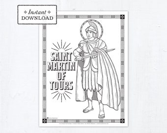 Catholic Coloring Page - Saint Martin of Tours - Catholic Saints - Printable Coloring Page - Digital - PDF