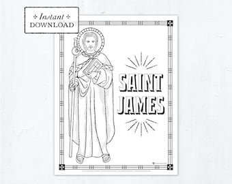 Catholic Coloring Page - Saint James - Catholic Saints - Printable Coloring Page - Digital - PDF