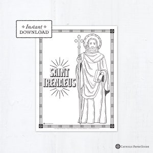 Saint Irenaeus Catholic Coloring Page, Catholic Saints, Printable Coloring Page, Catholic School Activity
