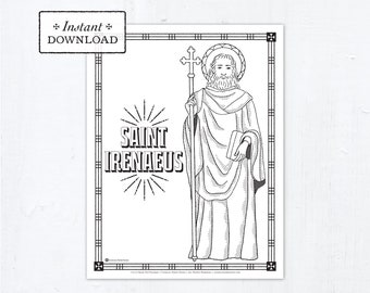 Saint Irenaeus Catholic Coloring Page, Catholic Saints, Printable Coloring Page, Catholic School Activity
