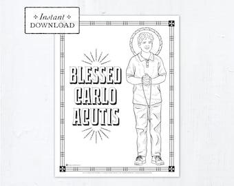 Catholic Coloring Page - Blessed Carlo Acutis - Catholic Saints - Printable Coloring Page - Digital - PDF Carlo Acutis Coloring Page