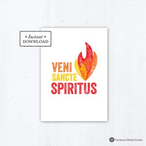 Come Holy Spirit Catholic Confirmation Greeting Card LATIN, Printable Catholic Confirmation Card, 5x7 Veni Sancte Spiritus, Pentecost
