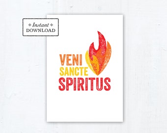 Come Holy Spirit Catholic Confirmation Greeting Card LATIN, Instant Download, Printable PDF 5"x7" Confirmation Card, Catholic Sacrament Card