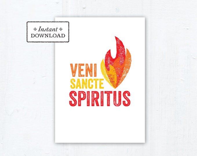 Featured listing image: Catholic Confirmation Card: Come Holy Spirit, Latin (Printable PDF)