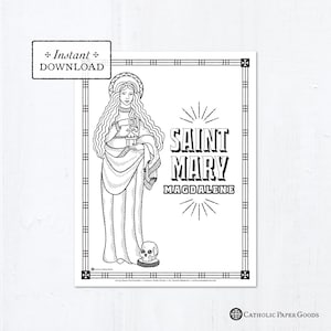 Catholic Coloring Page - Saint Mary Magdalene - Catholic Saints - Printable Coloring Page - Digital - PDF