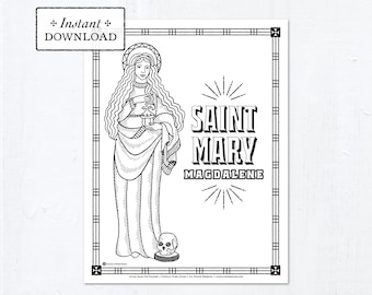 Catholic Coloring Page - Saint Mary Magdalene - Catholic Saints - Printable Coloring Page - Digital - PDF