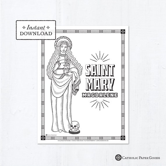 Catholic Coloring Page Saint Mary Magdalene Catholic Etsy