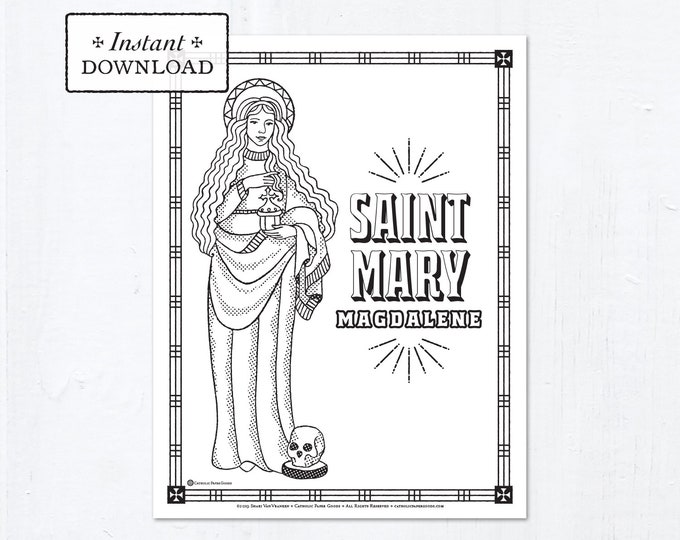 Catholic Coloring Page - Saint Mary Magdalene - Catholic Saints - Printable Coloring Page - Digital - PDF
