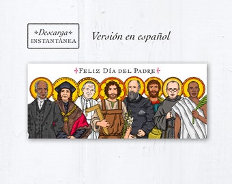 Catholic Saints Father's Day Card Spanish - descarga instantánea - PDF Feliz Día del Padre la tarjeta de felicitación católica en español