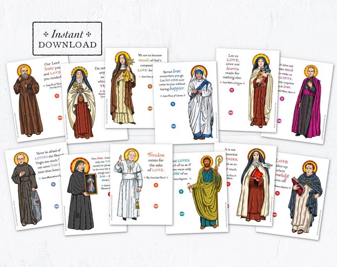 Featured listing image: Catholic Saints Valentine Cards: Printable Set 1 (Digital Download)